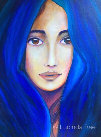 Mariam in Blue, Original Art by Lucinda Rae, 18" x 24"